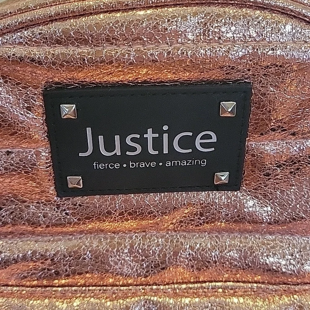 JUSTICE Shimmering Rose Gold Small Backpack